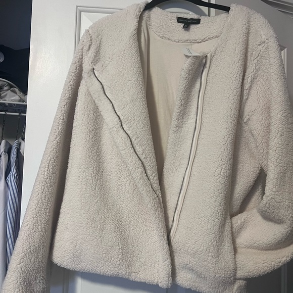 NWT New with Tags Banana Republic White Fleece Jacket Size XL - Picture 3 of 5